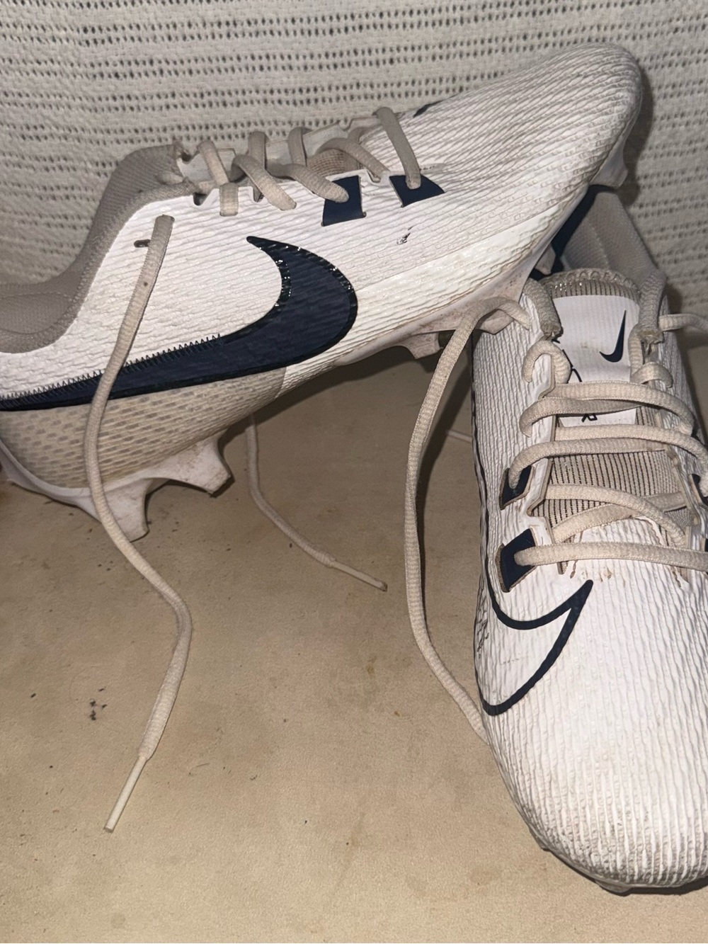 Nike White Soccer Cleats with Black Swoosh Accents